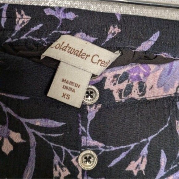 Coldwater Creek Black Floral Button Front Maxi Skirt Size XS Boho Cottagecore - Picture 5 of 10